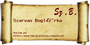 Szarvas Boglárka névjegykártya